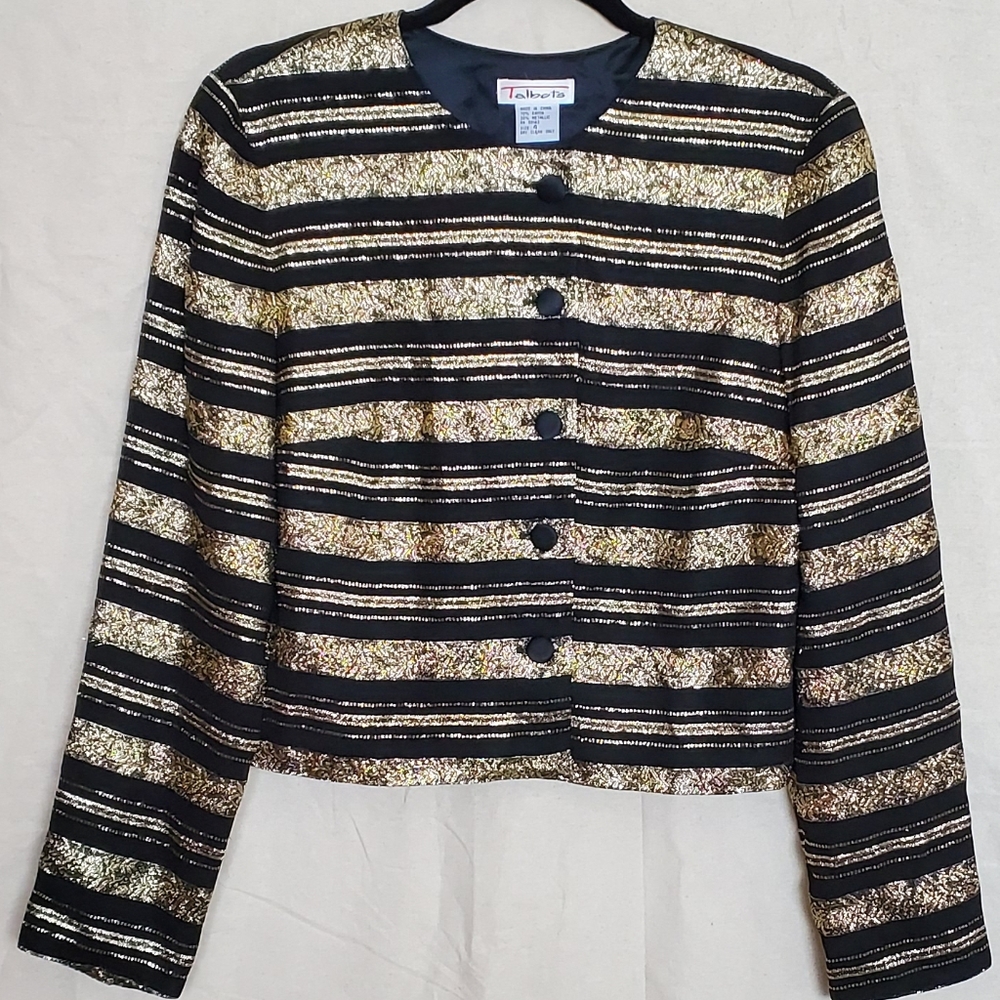 Vintage Talbots metallic gold/black cropped jacket